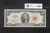 米国 2ドル札/ジェファーソン像 1963年シリーズ 赤No.A00507940A 極美品