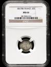 法国 ナポレオンIII世 1867年銘 20C 月桂冠 NGC-64 高得点