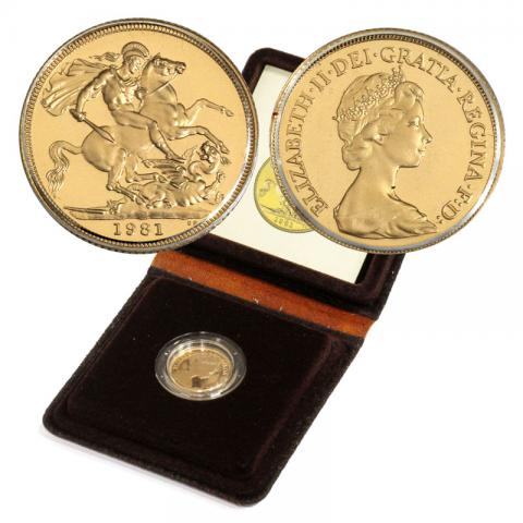 イギリス金貨 1981年 ソプリンプルーフ金貨 未使用