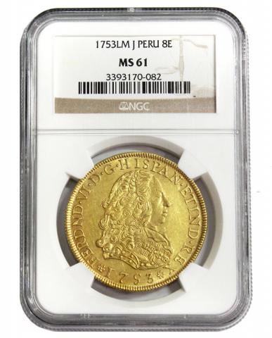 ペルー 1753年 8エスクド ペルニナド6世 NGC-MS61