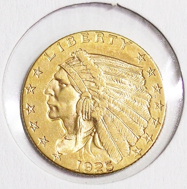 米国1925年 インディアンヘッド金貨 2.5ドル極美品 | 収集ワールド