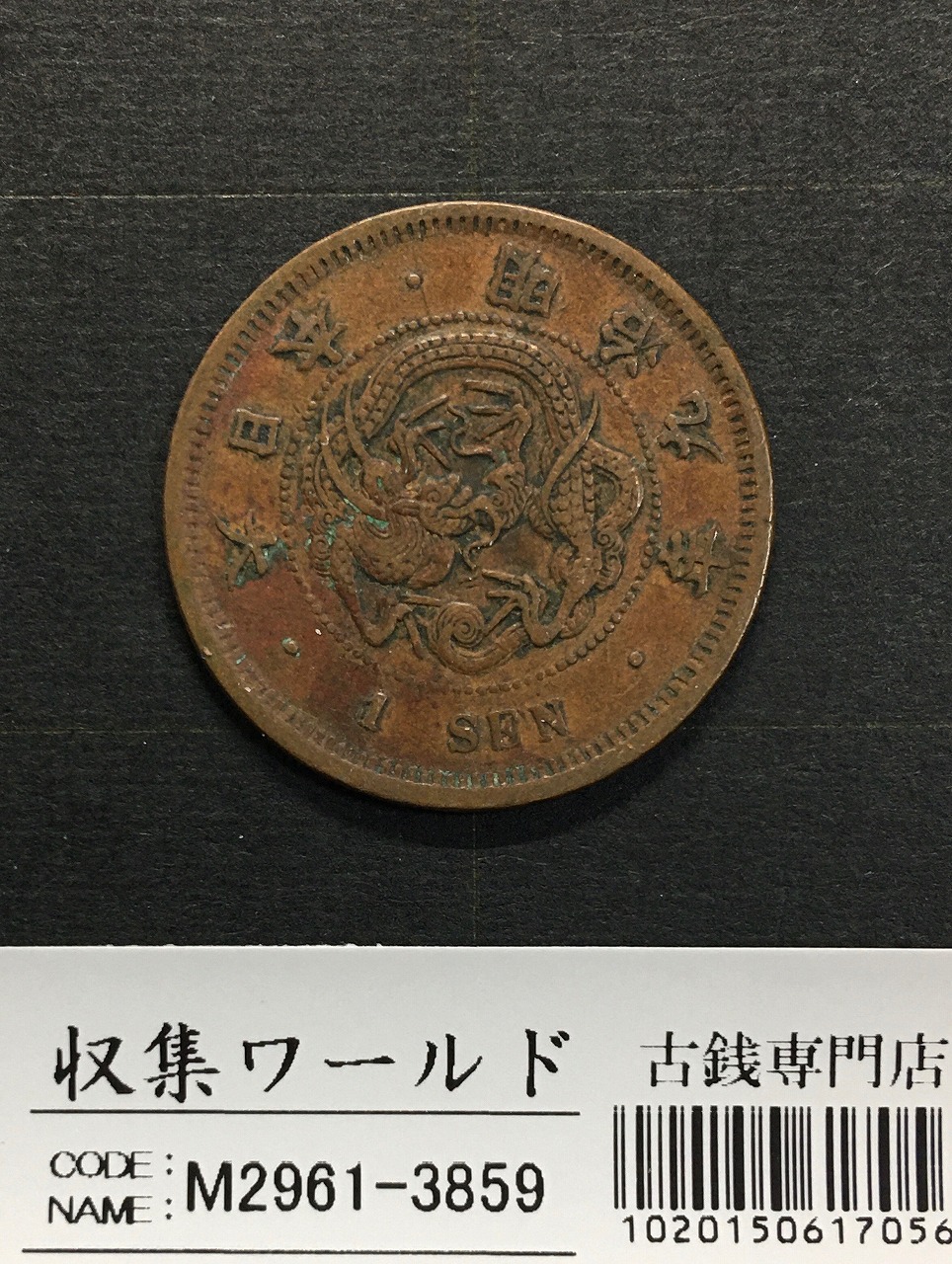 竜 1銭 1876年(明治9年銘)準特年 波ウロコ 1銭銅貨 流通並品