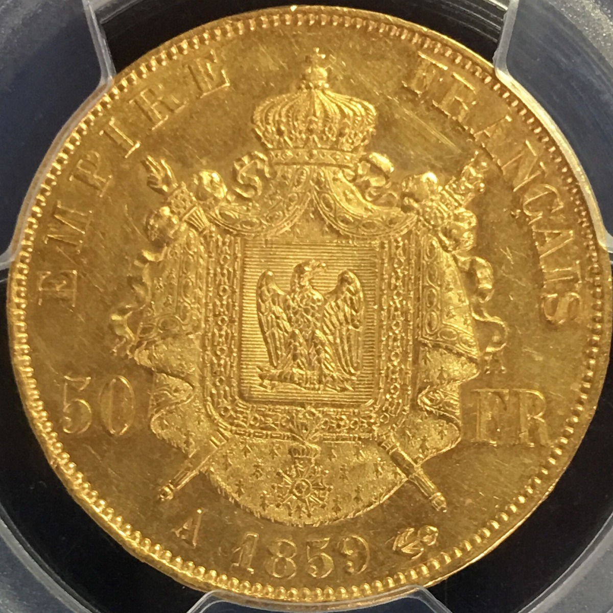 フランス金貨 50Francs 1859(A) 無冠 PCGS-AU58 | 収集ワールド